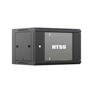 Шкаф настенный телекоммуникационный NTSS W 15U 600х600х770мм, 2 профиля 19, дверь стеклянная, боковые стенки съемные,