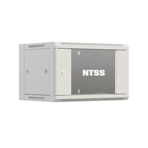 Шкаф настенный телекоммуникационный NTSS W 9U 600х450х500мм, 2 профиля 19, дверь стеклянная, боковые стенки съемные,