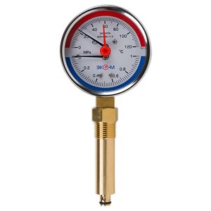 Термоманометр Экомера МД04-80мм 01МПа 0120С G1\4 L=60 mm с переходником на G1\2