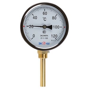 Термометр биметаллический ЭКОМЕРА БТ-1-100, 0-120С, L=60 радиальный