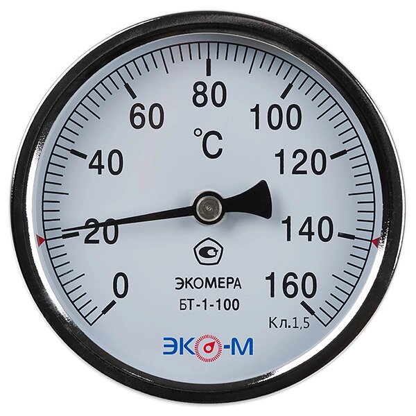 Термометр биметаллический ЭКОМЕРА БТ-1-100, 0-160С, L=80 от компании ТОО Alfaopt KZ - фото 1