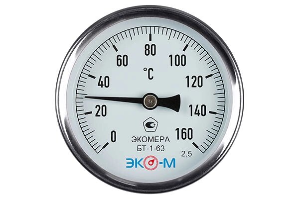 Термометр биметаллический ЭКОМЕРА БТ-1-63, 0-160С, L=40 от компании ТОО Alfaopt KZ - фото 1