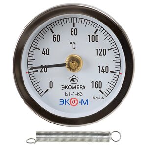 Термометр биметаллический ЭКОМЕРА БТ-1-63, 0-160С накладной
