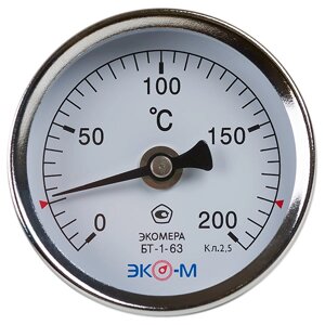 Термометр биметаллический ЭКОМЕРА БТ-1-63, 0-200С, L=100