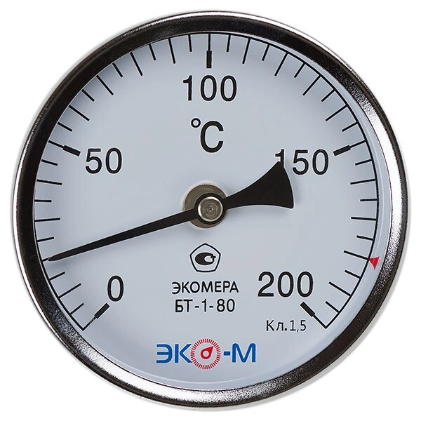Термометр биметаллический ЭКОМЕРА БТ-1-80, 0-160С, L=40 от компании ТОО Alfaopt KZ - фото 1