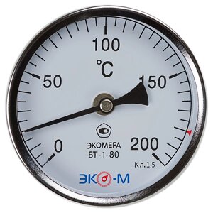Термометр биметаллический ЭКОМЕРА БТ-1-80, 0-160С, L=40