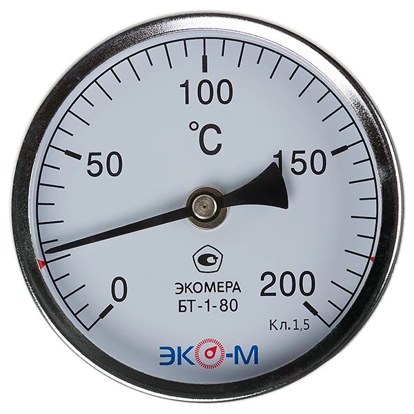 Термометр биметаллический ЭКОМЕРА БТ-1-80, 0-200С, L=80 от компании ТОО Alfaopt KZ - фото 1