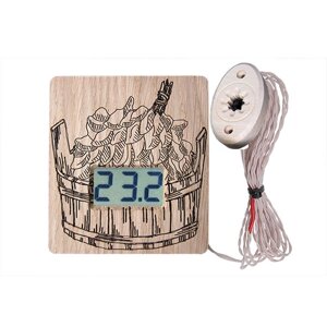 Термометр электронный для сауны ТЭС-Люкс Pt «Шайка» с датчиком в декоративном корпусе
