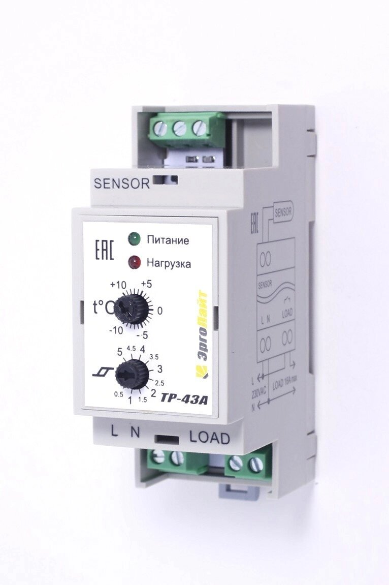 Терморегулятор ТР-43А (-10°С …+10°С, гист. 0,5…5°С) с датчиком DS-125M от компании ТОО Alfaopt KZ - фото 1
