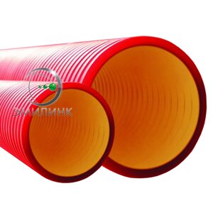 Труба гибкая двустенная для кабельной канализации д. 110мм, цвет красный, в бухте 100м, с протяжкой