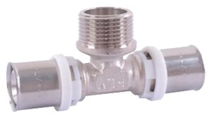 Тройник 20x1/2 пресс с переходом на наружную резьбу HLV-115233. N. 02