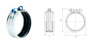 Хомут Rapid DN125 сталь W5 с уплотнительной манжетой из черной EPDM резины SML