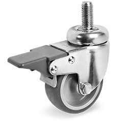 Колесо 38 60х22 поворотное с тормозом шпилька SRC/M12х25 FR cod 389202 daN 60 кг
