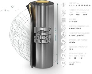Теплоизоляция в рулонах Misot flex ECO-RL/ALU-SA 25mm/1m самоклеющ c метализир покрытием 8 кв. м