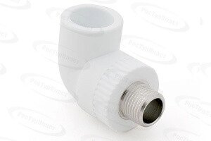 Угольник комбинированный 25х3/4", наружная резьба, серый ППР