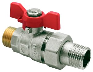 Кран шаровой 20 (3/4") c полусгоном (ручка-бабочка) наруж-наруж резьба