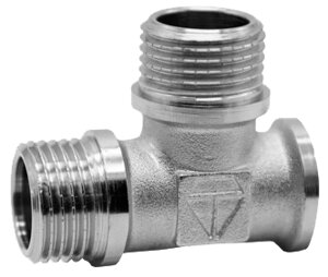Тройник 1/2" с двумя переходами на наружную резьбу HLV-110133. N. 01