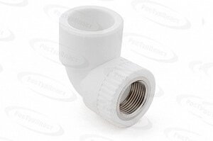 Угольник комбинированный 20х1/2", внутренняя резьба, ППР белый РТП