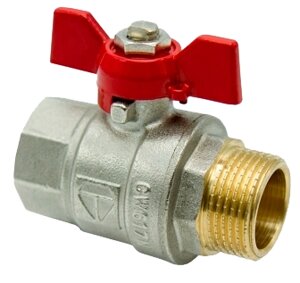 Кран шаровой 15х1/2" (ручка-бабочка) внут-наруж резьба Optima HLV-101218. N. 01