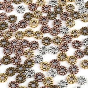 50 Шт. бусины-разделители в виде цветов ромашки, металлические тибетские бусины-разделители для изготовления