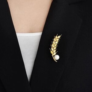 Атмосферная золотая брошь с пшеничными ушками, мужской костюм, деловая повседневная булавка, женственные простые