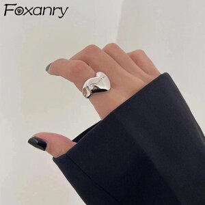 Foxanry Кольца для женщин, аксессуары, новые модные, элегантные, простые, гладкие, сердечки, вечерние