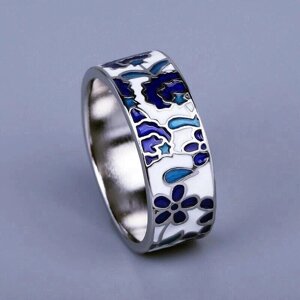 Изысканное женское кольцо с синей эмалью и цветком, модное ювелирное изделие ручной работы с эмалью, свадебное