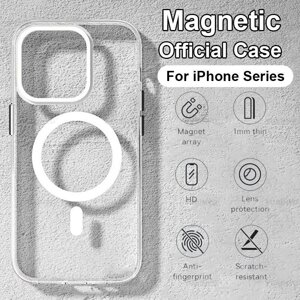 Магнитный чехол для беспроводной зарядки iPhone 15 14 13 12 11 Pro Max Plus Mini X XS XR SE, аксессуары с