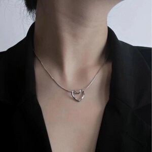 Ожерелье-чокер с маленьким сердечком, женское серебряное ожерелье-цепочка с подвеской на шее, богемное