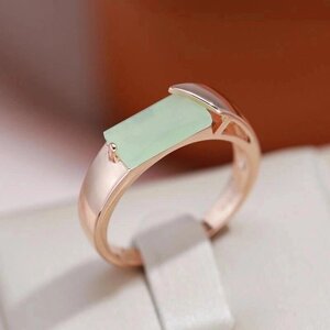 Простые кольца золотого цвета с квадратным зеленым цирконом для женщин, модные повседневные ювелирные изделия