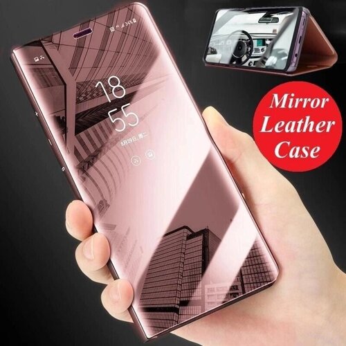 Прозорий вертикальний дзеркало Smart Leather Case Flip Stand Protect Cover для Huawei Samsung Xiaomi IPhone