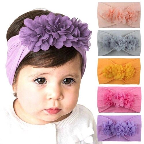 Шифоновые модные детские повязки на голову с цветком для девочек