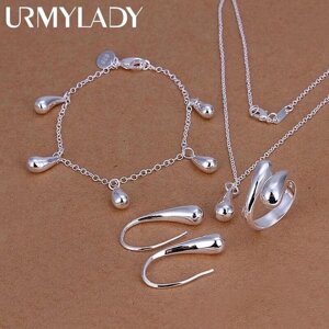 URMYLADY из стерлингового серебра 925 пробы, свадебные женские высококачественные классические браслеты-капли,