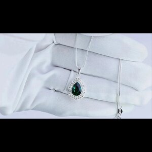 Винтажное ожерелье из стерлингового серебра 925 пробы с изумрудным кристаллом в форме груши для женщин Под заказ из