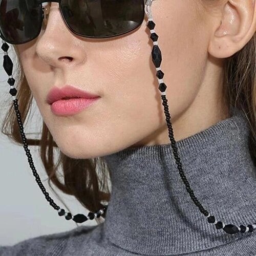 Женские цепочки для очков, черные акриловые бусины, цепочки, противоскользящие очки, шнур для очков для