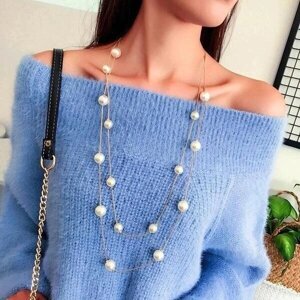 Женский свитер с цепочкой, двойное моделирование, жемчужные бусы, ожерелье, ювелирные аксессуары, подарок