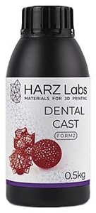 Фотополимер HARZ Labs LLC Dental Cast Cherry SLA/Form 2 принтеров 0,5 л, выгораемый