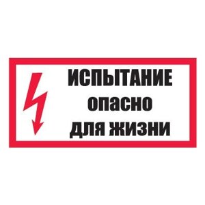 Плакат предупреждающий №8-T15 Испытание. Опасно для жизни СО 153-34.03.603-2003 (Пластик 150 х 300)