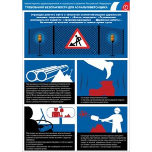 Плакат "Требования безопасности для асфальтобетонщика"Бумага ламинированная, 1 л.)