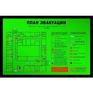 План эвакуации фотолюминесцентный (ГОСТ 34428-2018) на самоклеящейся пленке (600 х 840)