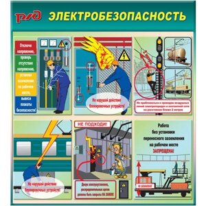 Стенд "Электробезопасность на железной дороге СТ135 (Пластик 1000 x 900 х 3)