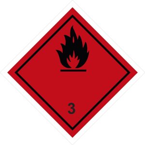 Знак ДОПОГ № 3 Легковоспламеняющиеся жидкости (Пленка 100 x 100)