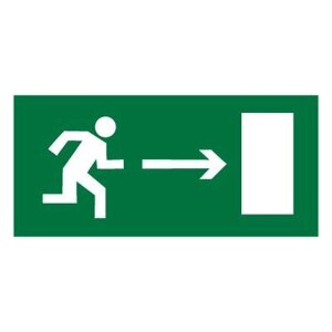 Знак E03 Направление к эвакуационному выходу направо ГОСТ 12.4.026-2015 (Пластик 150 х 300)