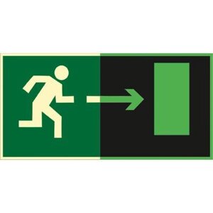 Знак E03 Направление к эвакуационному выходу направо ГОСТ 34428-2018 (Фотолюминесцентный Пластик 150 x 300)