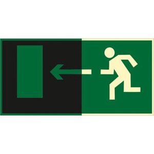Знак E04 Направление к эвакуационному выходу налево ГОСТ 34428-2018 (Фотолюминесцентный Пластик 150 x 300)
