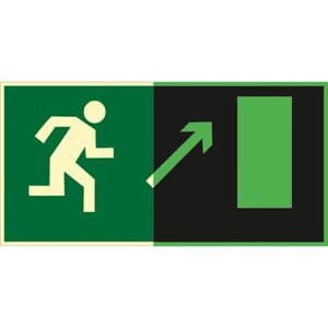 Знак E05 Направление к эвакуационному выходу направо вверх ГОСТ 34428-2018 (Фотолюминесцентный Пластик 150 x 300)