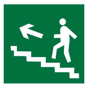 Знак E16 Направление к эвакуационному выходу по лестнице вверх (левосторонний) ГОСТ 12.4.026-2015 (Пленка 200 х 200)