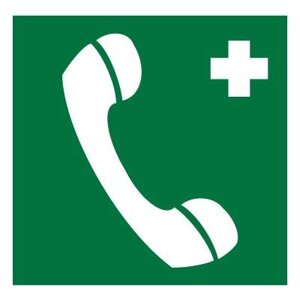Знак EC06 Телефон связи с медицинским пунктом (скорой медицинской помощью) ГОСТ 12.4.026-2015 (Пластик 200 х 200)