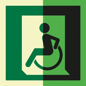Знак T926 Выход для инвалидов на кресле-коляске (Левосторонний) ГОСТ Р 51671-2020 (Фотолюминесцентный Пленка 150 x 150)