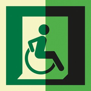 Знак T927 Выход для инвалидов на кресле-коляске (Правосторонний) ГОСТ Р 51671-2020 (Фотолюминесцентный Пленка 150 x 150)